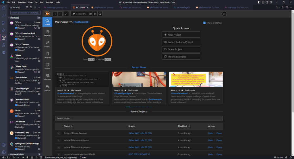 O que é: Visual Studio Code e PlatformIO